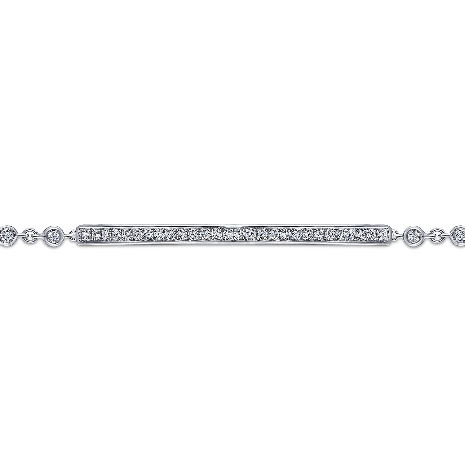 14K White Gold Pave Diamond Bar Tennis Bracelet