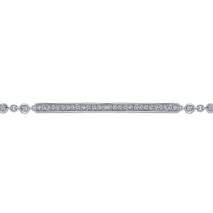 14K White Gold Pave Diamond Bar Tennis Bracelet