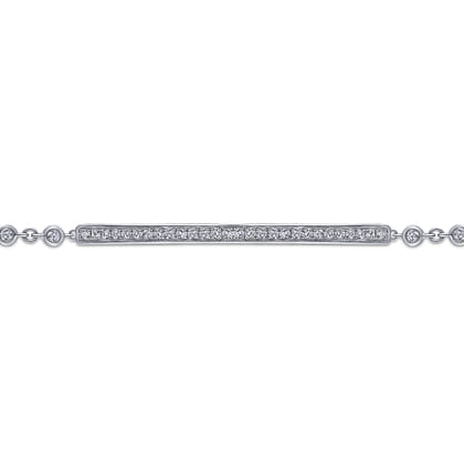14K White Gold Pave Diamond Bar Tennis Bracelet