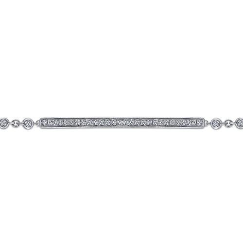 14K White Gold Pave Diamond Bar Tennis Bracelet - 0.4 ct - Shot 2