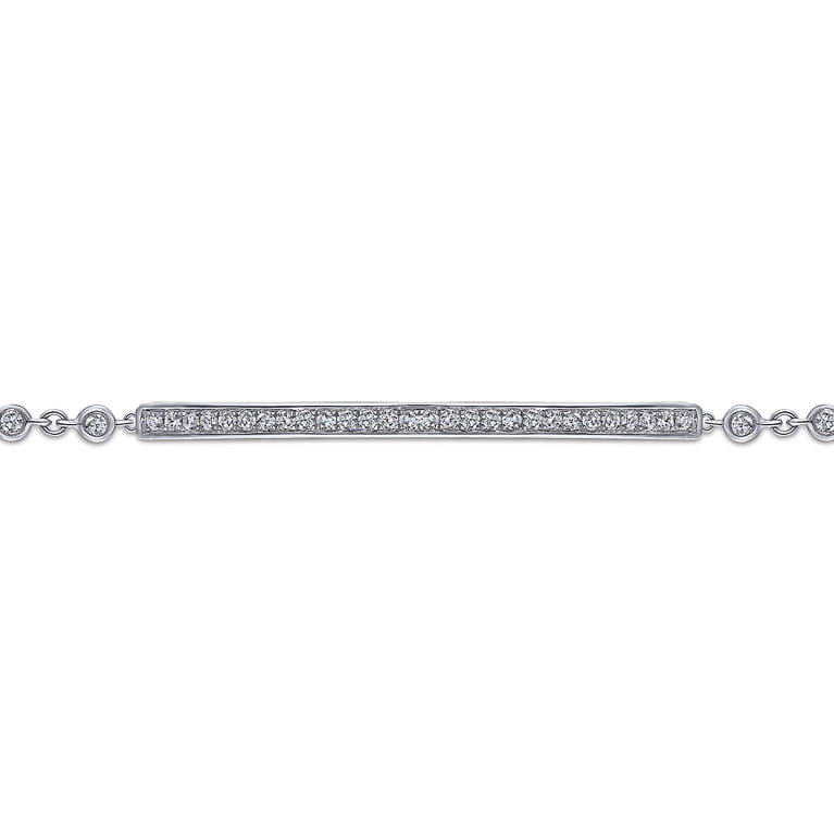 14K White Gold Pave Diamond Bar Tennis Bracelet - 0.4 ct - Shot 2