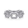 14K White Gold Pave Diamond Chain Link Ring Band - 0.35 ct