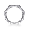 14K White Gold Pave Diamond Chain Link Ring Band - 0.35 ct