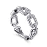 14K White Gold Pave Diamond Chain Link Ring Band - 0.35 ct