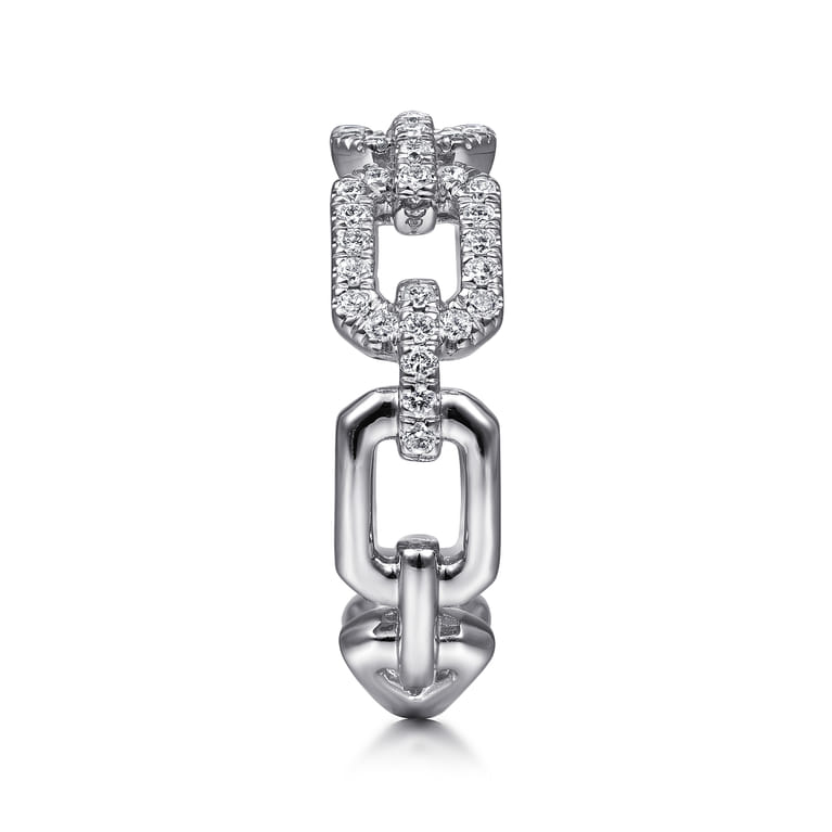 14K White Gold Pave Diamond Chain Link Ring Band - 0.35 ct - Shot 4