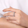 14K White Gold Pave Diamond Chain Link Ring Band - 0.35 ct