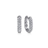 14K White Gold Pave Diamond Classic Oval Hoop Earrings - 0.8 ct