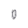 14K White Gold Pave Diamond Classic Oval Hoop Earrings - 0.8 ct