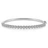 14K White Gold Pave Diamond Cluster Station Bangle - 0.75 ct