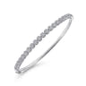 14K White Gold Pave Diamond Cluster Station Bangle - 0.75 ct