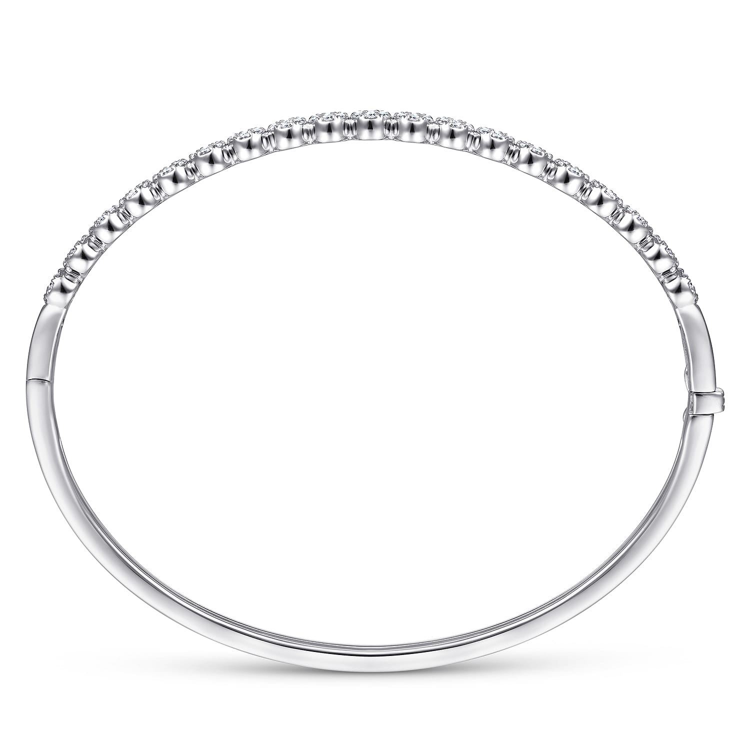 14K White Gold Pave Diamond Cluster Station Bangle - 0.75 ct - Shot 3