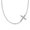 14K White Gold Pave Diamond Cross Necklace - 0.15 ct