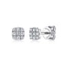 14K White Gold Pave Diamond Cushion Cut Stud Earrings - 0.11 ct