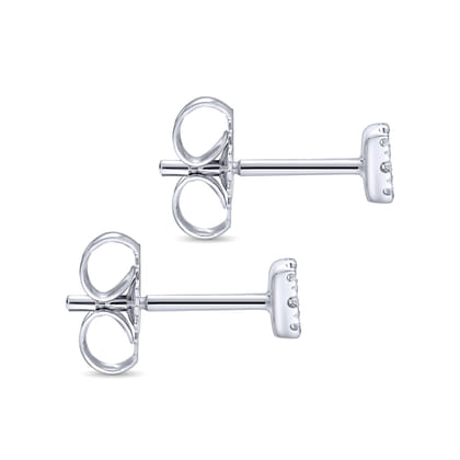 14K White Gold Pave Diamond Cushion Cut Stud Earrings