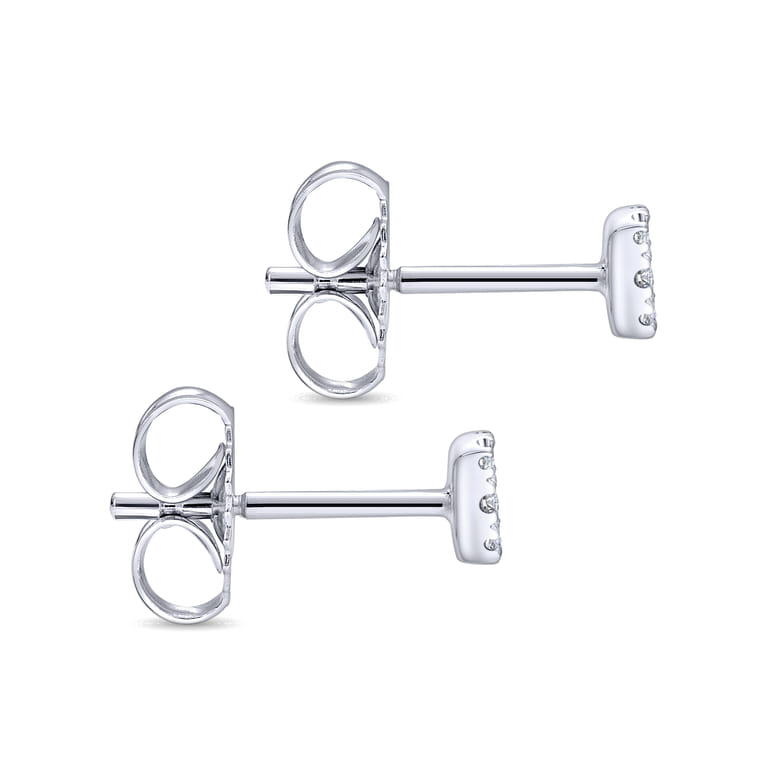 14K White Gold Pave Diamond Cushion Cut Stud Earrings - 0.11 ct - Shot 3