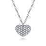 14K White Gold Pave Diamond Encrusted Heart Necklace - 0.35 ct