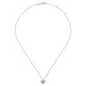 14K White Gold Pave Diamond Encrusted Heart Necklace - 0.35 ct