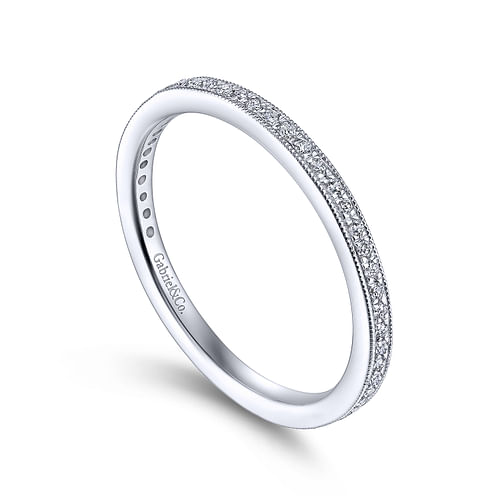 14K White Gold Pave Diamond Eternity Stackable Ring - Shot 3