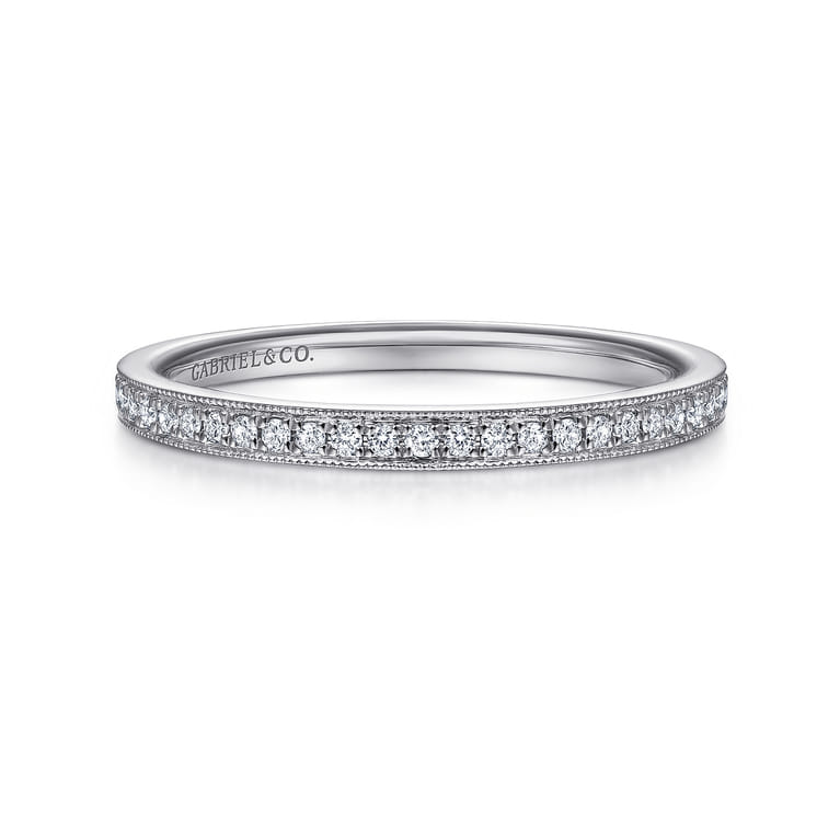 14K White Gold Pave Diamond Eternity Stackable Ring - 0.12 ct - Shot 1
