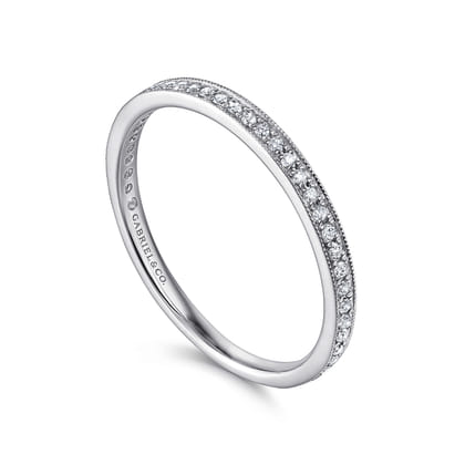 14K White Gold Pave Diamond Eternity Stackable Ring