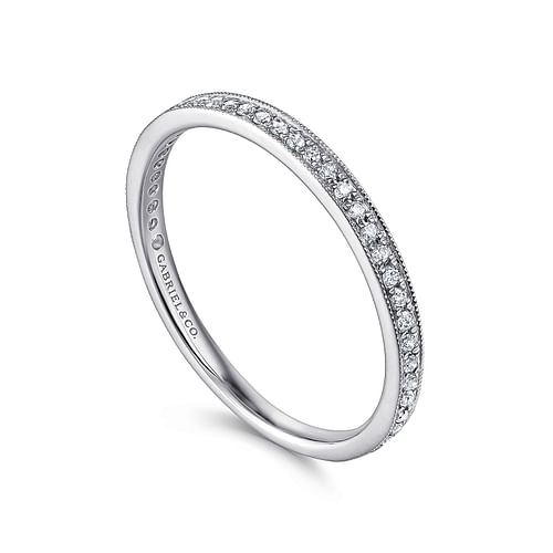 14K White Gold Pave Diamond Eternity Stackable Ring - 0.12 ct - Shot 3