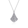 14K White Gold Pave Diamond Fan Pendant Necklace - 0.6 ct