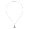 14K White Gold Pave Diamond Fan Pendant Necklace - 0.6 ct