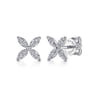 14K White Gold Pave Diamond Flower Stud Earrings - 0.3 ct