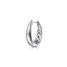 14K White Gold Pave Diamond Graduating Classic Oval Hoop Earrings - 1 ct