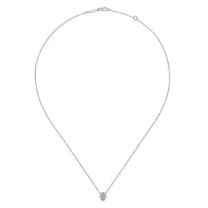 14K White Gold Pave Diamond Hamsa Pendant Necklace