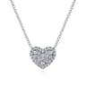 14K White Gold Pave Diamond Heart Pendant Necklace - 0.25 ct