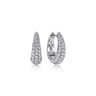 14K White Gold Pave Diamond Oval Huggie Earrings - 0.75 ct