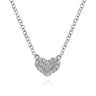 14K White Gold Pave Diamond Pendant Heart Necklace - 0.06 ct