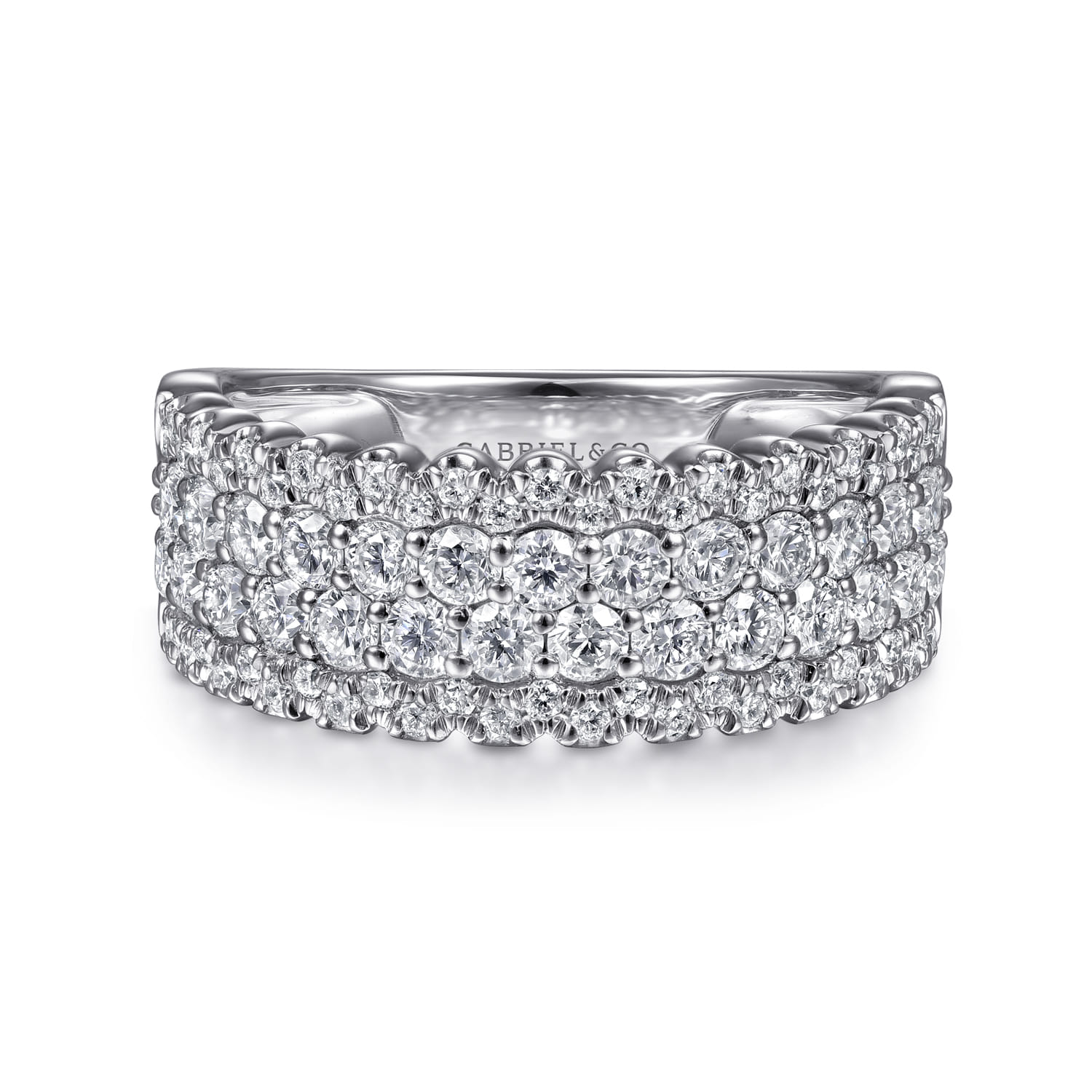 14K White Gold Pave Diamond Ring - 1.2 ct - Shot 1