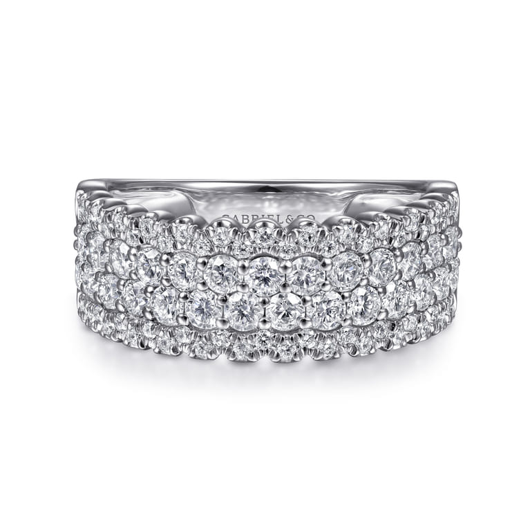 14K White Gold Pave Diamond Ring - 1.2 ct - Shot 1