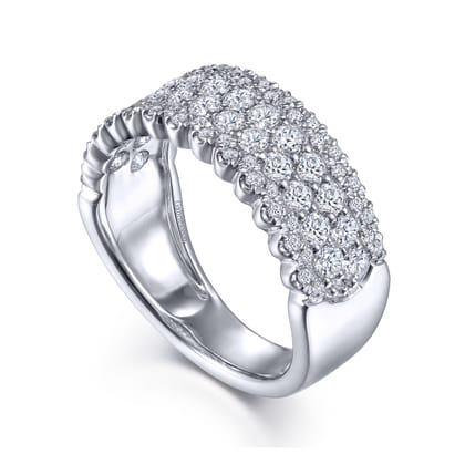 14K White Gold Pave Diamond Ring