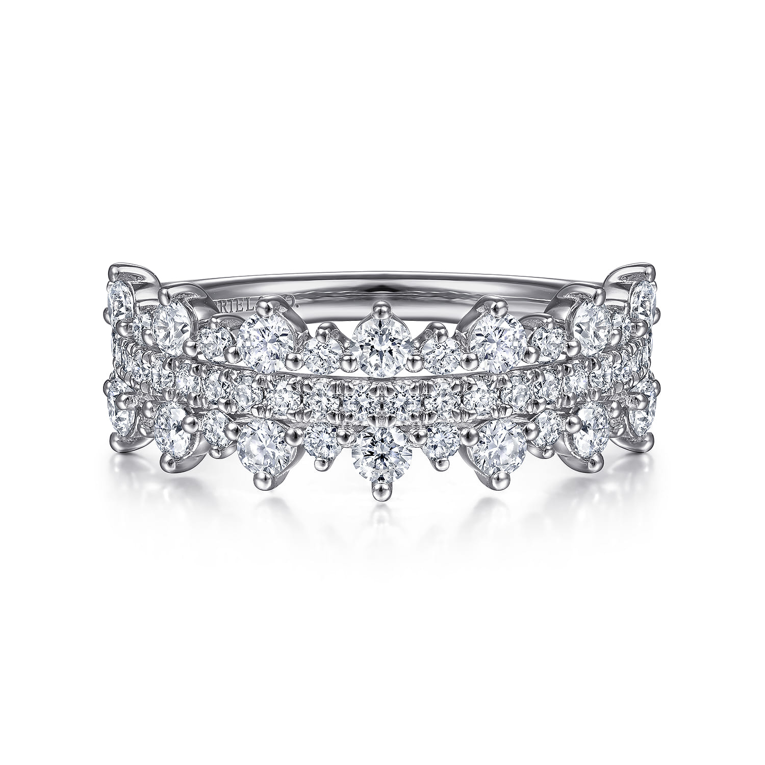 14K White Gold Pave Diamond Ring - 1 ct - Shot 1