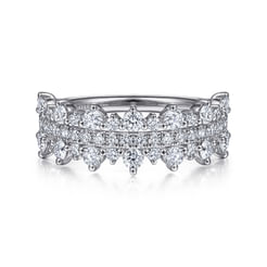 14K White Gold Pave Diamond Ring