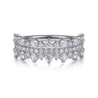 14K White Gold Pave Diamond Ring