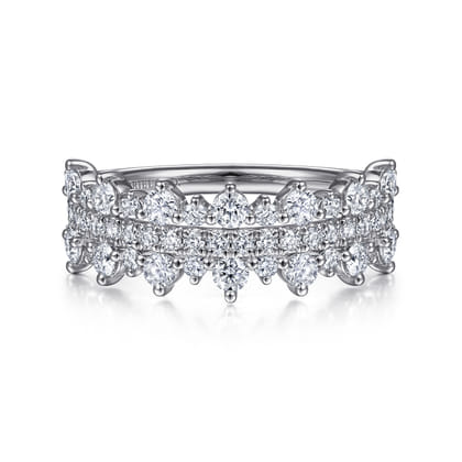 14K White Gold Pave Diamond Ring