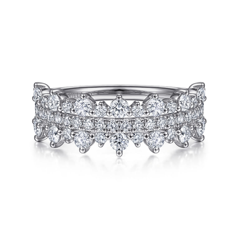 14K White Gold Pave Diamond Ring - 1 ct - Shot 1