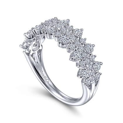 14K White Gold Pave Diamond Ring