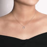 14K White Gold Pave Diamond Sidways Open Heart Pendant Necklace - 0.11 ct