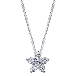 14K White Gold Pavé Diamond Star Pendant Necklace