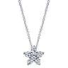 14K White Gold Pave Diamond Star Pendant Necklace - 0.75 ct