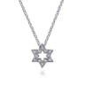 14K White Gold Pave Diamond Star of David Pendant Necklace - 0.05 ct