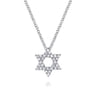 14K White Gold Pave Diamond Star of David Pendant Necklace - 0.15 ct
