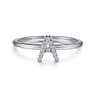 14K White Gold Pave Diamond Uppercase A Initial Ring - 0.06 ct