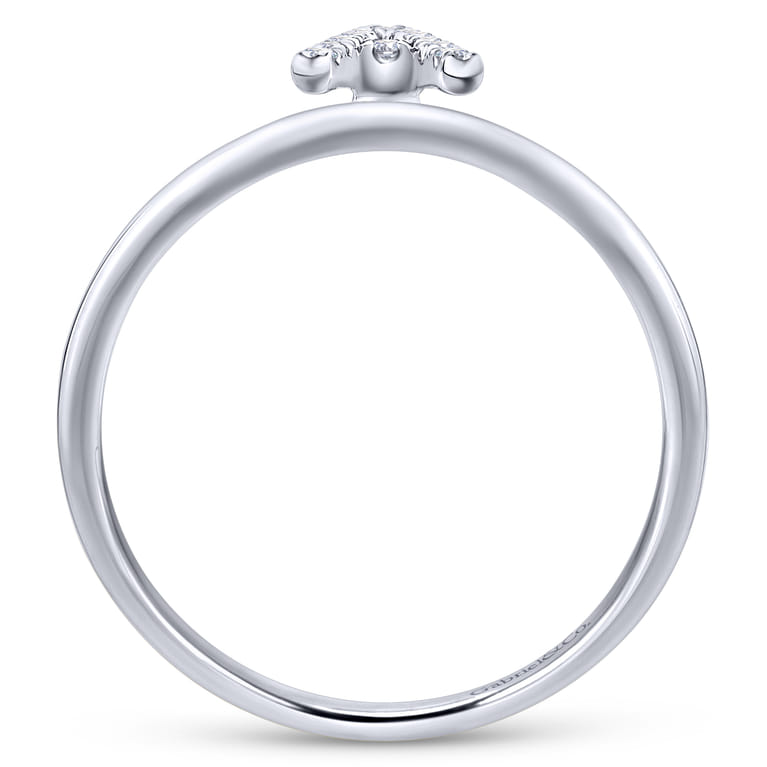 14K White Gold Pave Diamond Uppercase A Initial Ring - 0.06 ct - Shot 2