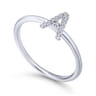 14K White Gold Pave Diamond Uppercase A Initial Ring - 0.06 ct